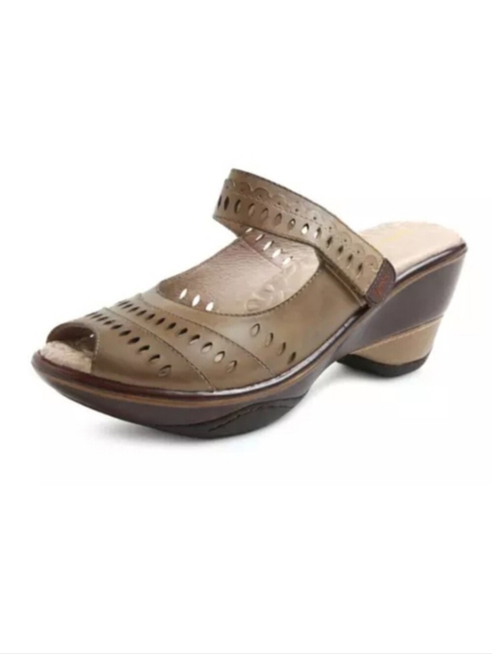 J-41 Adventure On Americas Brown Leather Wedge Sandals Sz 11